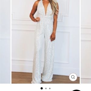 1X cheers to you jumpsuit in white from Bella and bloom